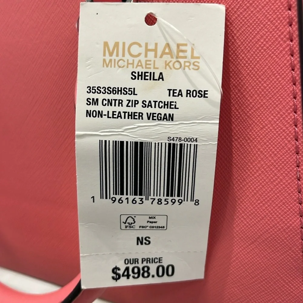 MICHAEL KORS
Sheila Small Faux Saffiano Leather Satchel
Tea Rose 
NWT - Picture 9 of 16